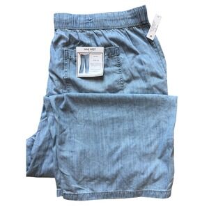 Nine West Lightweight Denim Wide Leg Pants Light Wash Plus 3X SLNWB3326-LTW NEW